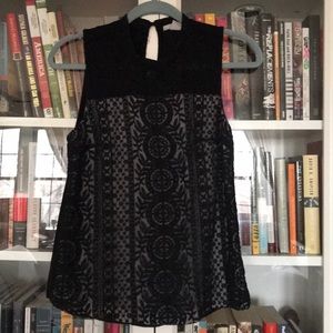 H&M Embroidered Black Top